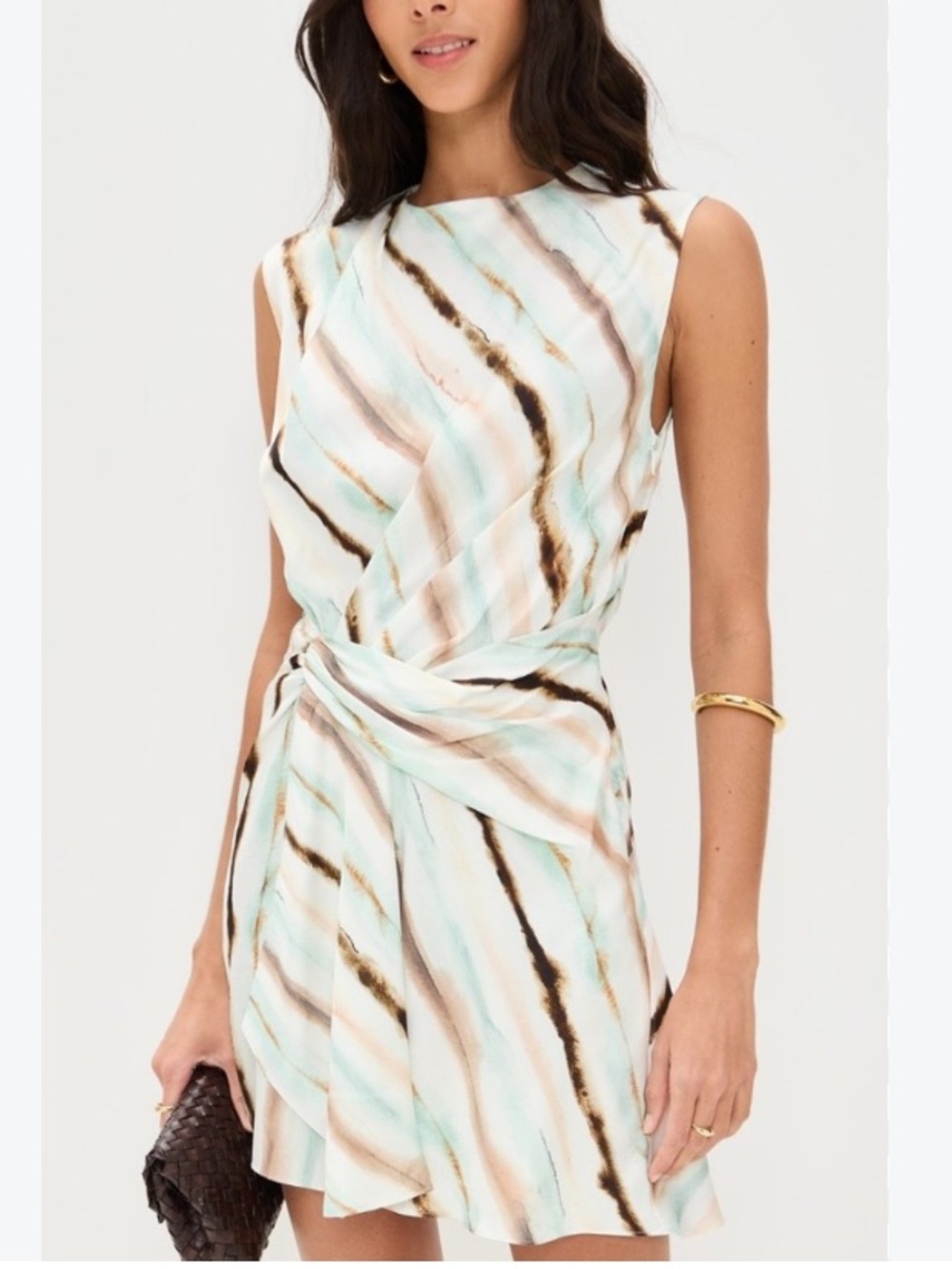 A.L.C. Delia diagonal watercolor stripe satin draped mini dress sz 6